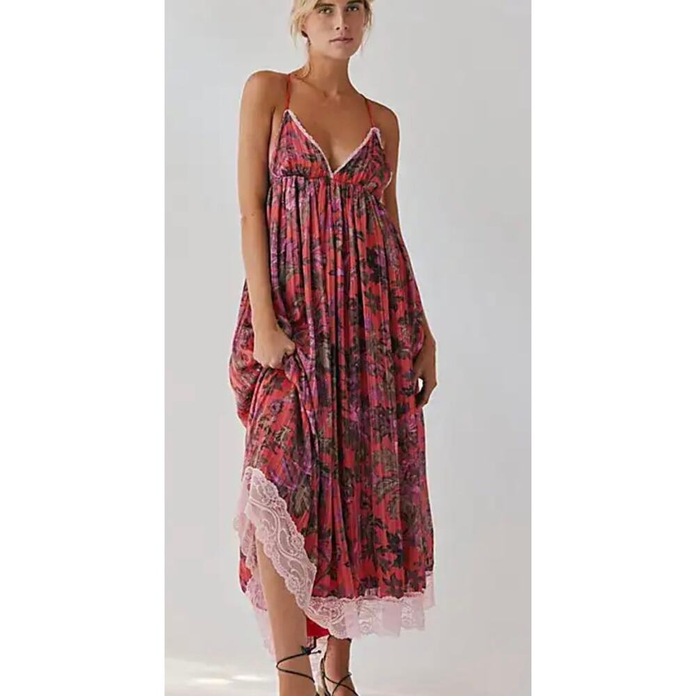 NEW Free People Primmy Printed Midi Maxi Dress in Heat Wave Combo M